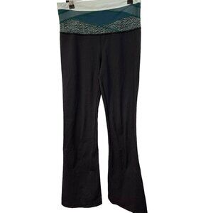 Lululemon Crisscross Waistband Black & Green Yoga Pants Size 6 Tall Yoga Gym Y2K